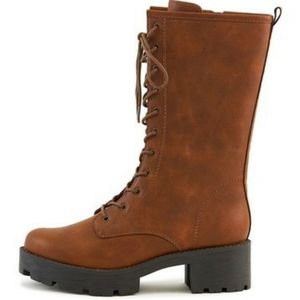 Brown combat boots